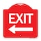 Signmission Designer Series Sign-Exit W/ Left Arrow, Red & White Aluminum Sign, 18" H, 18" L, RW-1818-24521 A-DES-RW-1818-24521 - alternate 1